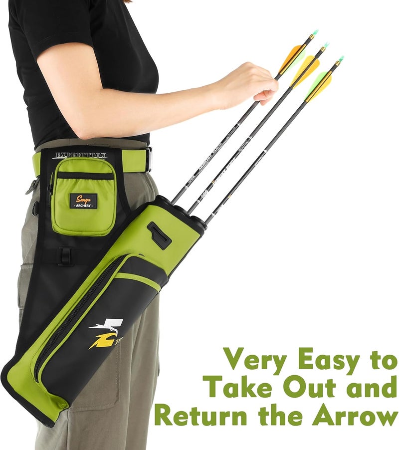 Sunya Archery Hip Quiver for Arrows. Includes 3 Tubes Arrow Holder, Accessories Pockets and Waist Belt. Fit for Compound and Recurve Bow Practice. - Image 5